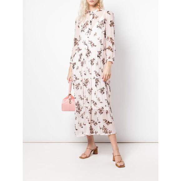 Baum Und Pferdgarten Aia Printed Shirt Dress Floral Puff Sleeve Tiered Maxi - Picture 3 of 16